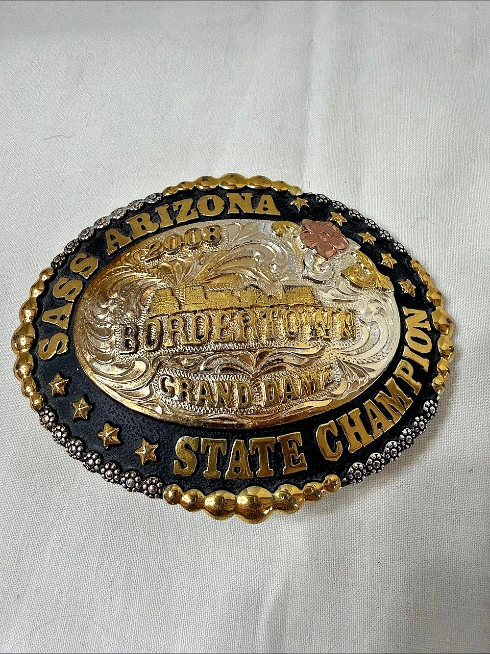 Lone Star 2008 Sass Arizona Border Town Grand Dame State Champion Belt Buckle
